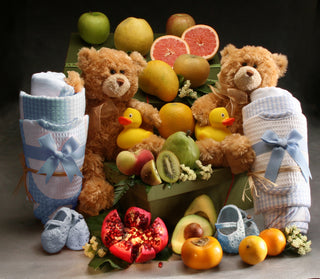 Twins Baby Hamper with Booties and Blanket Set Large (Choose Color)
