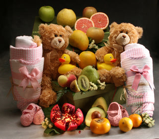 Twins Baby Hamper with Booties and Blanket Set Large (Choose Color)