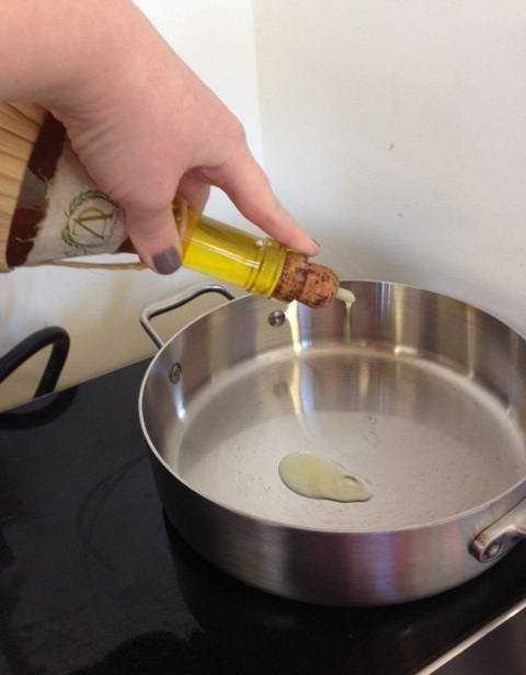 olive oil in pan