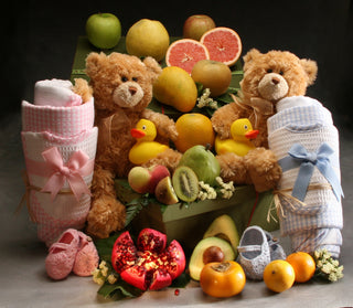 Twins Baby Hamper with Booties and Blanket Set Large (Choose Color)