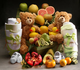 Twins Baby Hamper with Booties and Blanket Set Large (Choose Color)