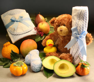 Baby Hamper with Booties and Blanket Set Large (Choose Color)