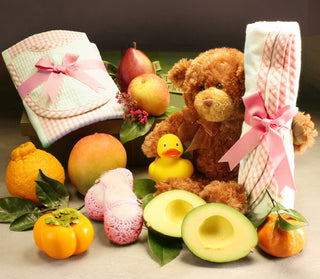 Baby Hamper with Booties and Blanket Set Large (Choose Color)