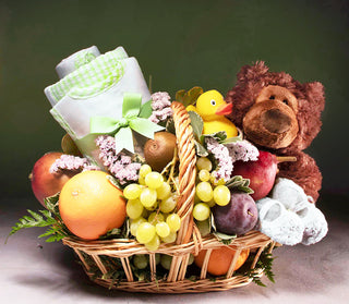 Baby Basket with Booties and Blanket Set Large (Choose Color) (Hand Delivery Only NYC Area)