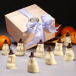 L.A. Burdick Handcrafted Chocolate Snowmen and Clementine Box