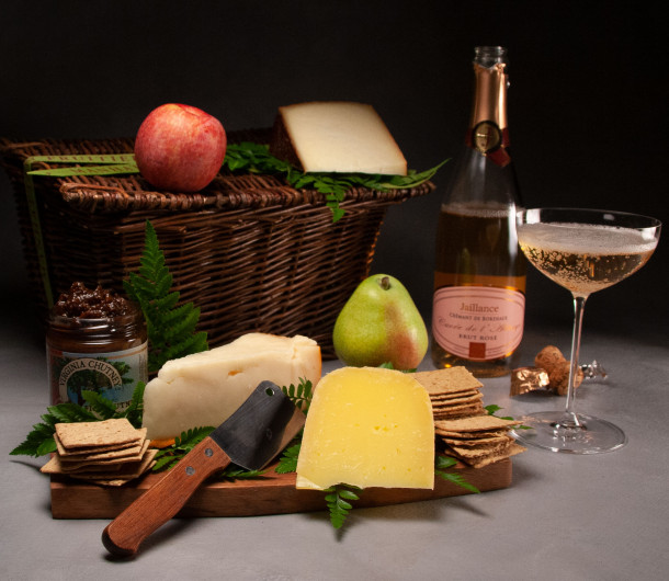 Farmhouse Cheese Basket with Sparkling Rose $161