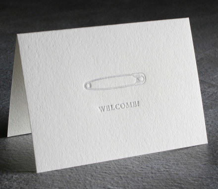 Welcome Baby Letterpress Card $10
