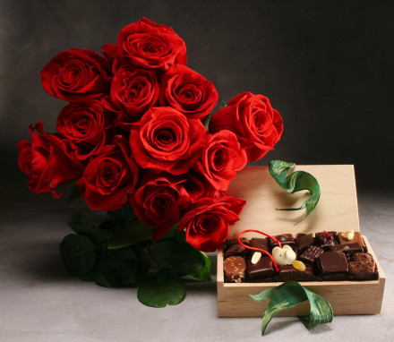 Roses & L.A. Burdick Chocolates $140
